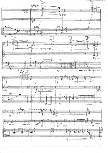 中華民國現代音樂協會委託創作：蔡宜真《彷彿》為女高音、單簧管與箏-曲譜首頁