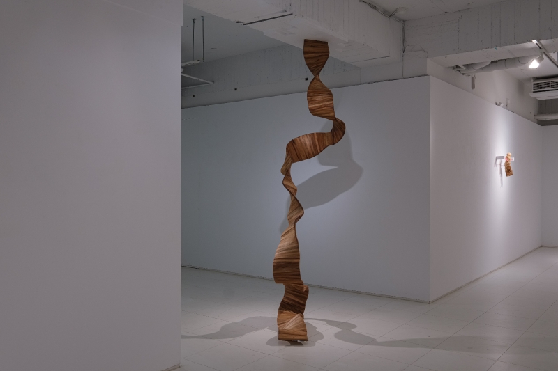 「活動之地－耿傑生個展」作品：《洞穴2》，木、螢光筆，120×70×260 cm，2022