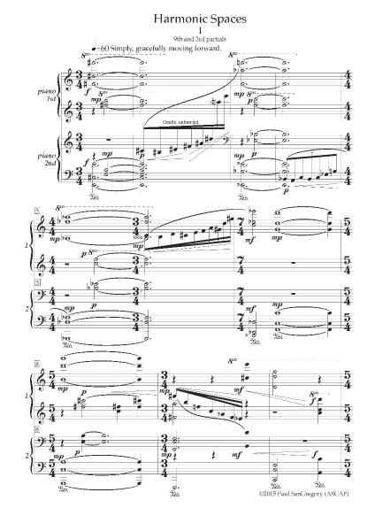 桑磊栢作品《泛音空間》（Harmonic Spaces）曲譜首頁