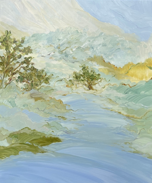 黃品玲「『流動的風景，凝止的思緒』法國聖雷米Cour des Arts交流駐村」作品：《Paysages en mouvance ＃1》，布上油彩，65×54 cm，2021