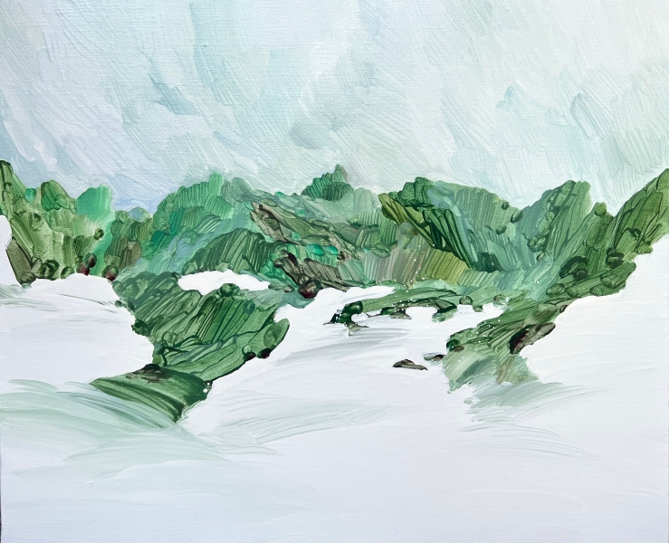 黃品玲「『流動的風景，凝止的思緒』法國聖雷米Cour des Arts交流駐村」作品：《La Mémoire en Vert d’Olive》，布上油彩，50×61 cm，2021
