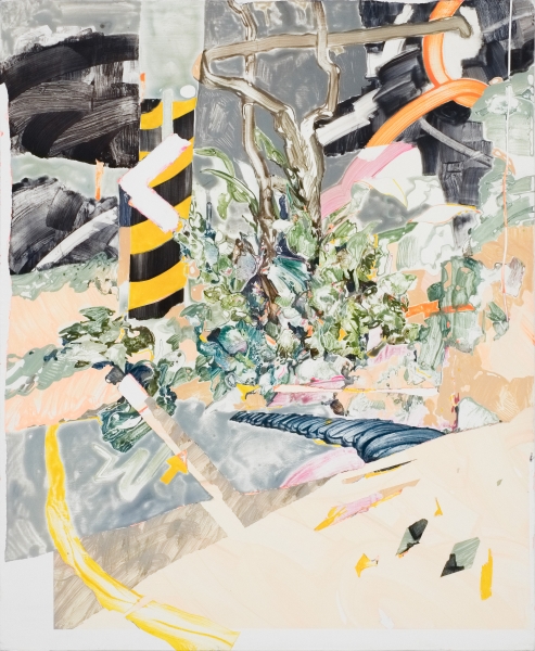 傅寧個展「窺視失靈的畫家湯姆」作品：《轉角的標籤》，畫布、壓克力，53×65 cm，2021