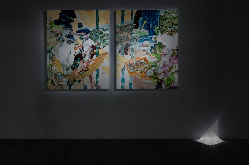 傅寧個展「窺視失靈的畫家湯姆」作品：《碎景與破邊》，畫布、壓克力，單幅116.5×91 cm，2021