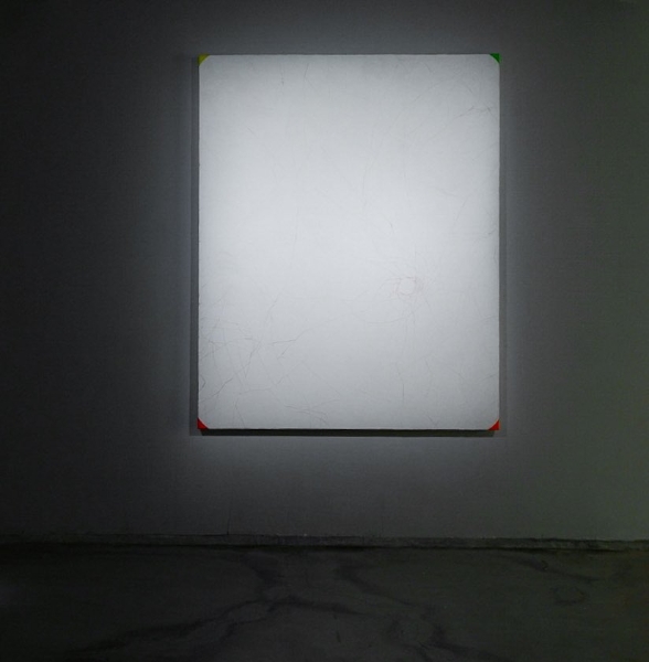 傅寧個展「窺視失靈的畫家湯姆」作品：《打不穿的彆扭》，畫布、壓克力，162×120 cm，2022
