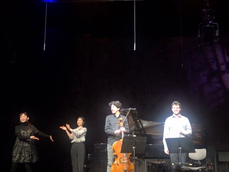 王之筠「奧地利格拉茲Impuls Festival當代音樂節暨創作交流計畫」演出照片:作品《寫在聆聽賞月舞以後》由IEMA-ensemble於2025年2月27於格拉茲Mumuth表演廳進行奧地利首演側拍