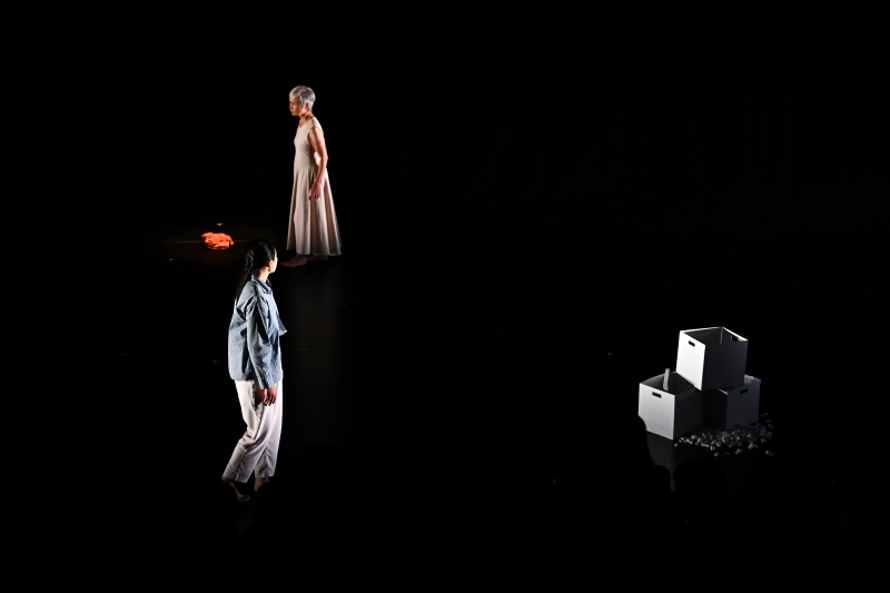 涴莎室內樂團「2022涴莎舞蹈創作平台」演出照片：王怡方作品《遺失的美好》，舞者：鄭淑芬、王思涵